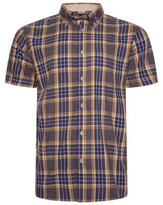 KAM Casual Check Shirt Navy